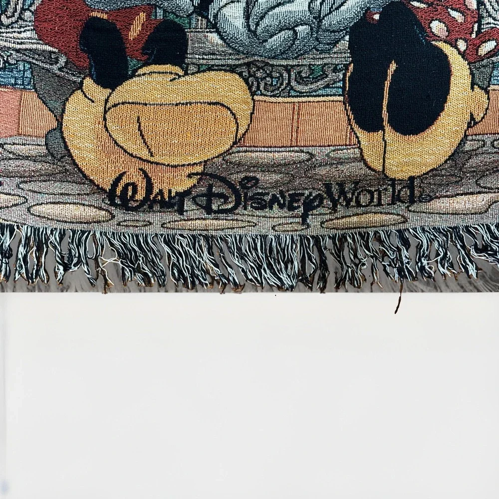 Walt Disney World Mickey Minnie Tapestry Woven Throw Blanket 56x48 Magic Kingdom